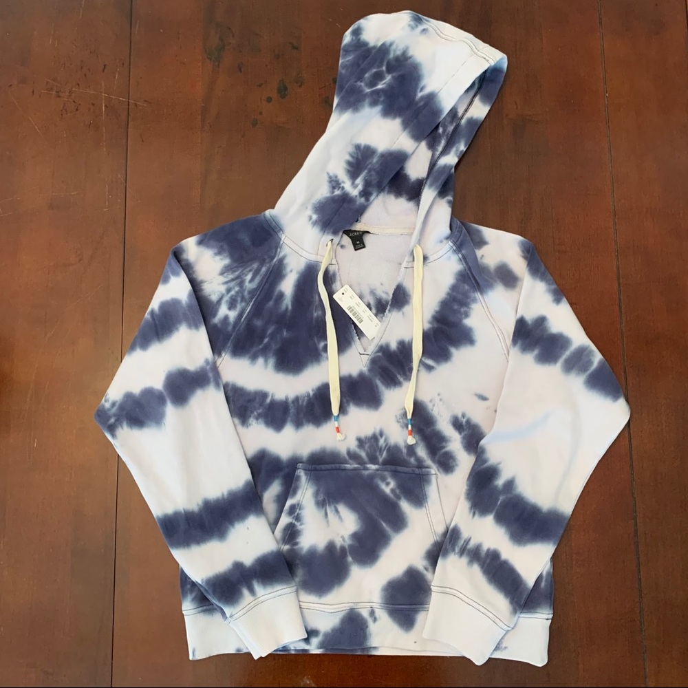 J. Crew Blue and White Tie Dye Sweatshirt